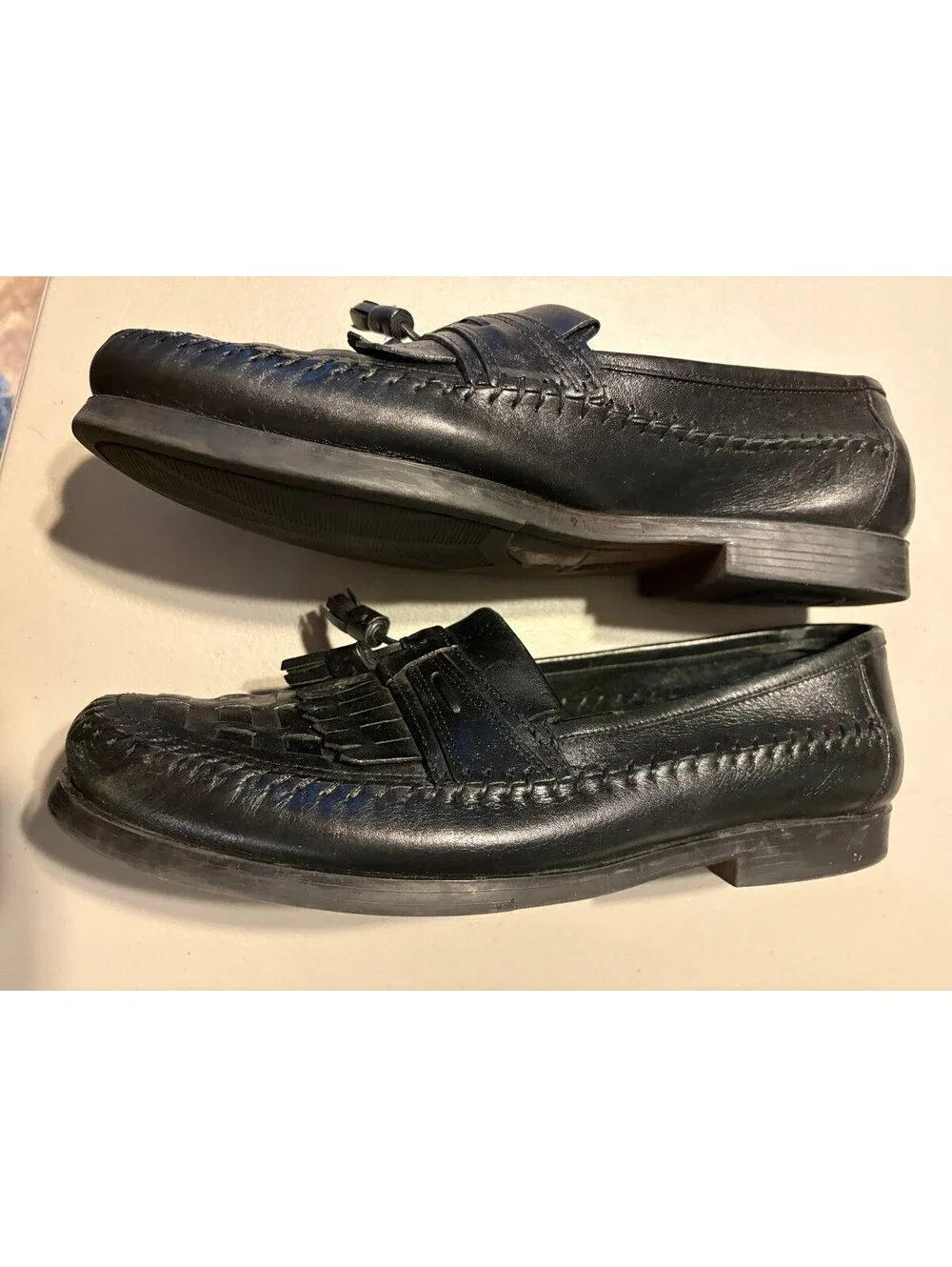 Giorgio Brutini Black Leather Tassel Loafers Size 12D